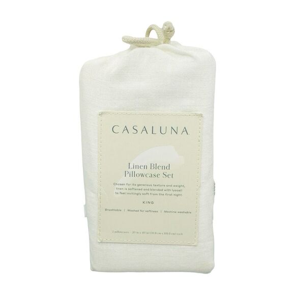 Casaluna Linen Blend Pillowcase Set - King Size - 20” x 40” - 2 Pillowcases - Picture 1 of 3
